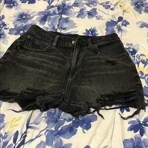 American Eagle Outfitters Black Ripped Jean Shorts